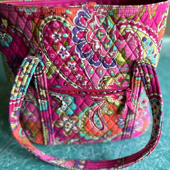 Vera Bradley Pink Swirl (retired pattern) shoulder tote - Picture 2 of 7